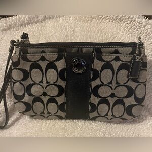 Coach Black & Gray Signature Clutch- NWOT